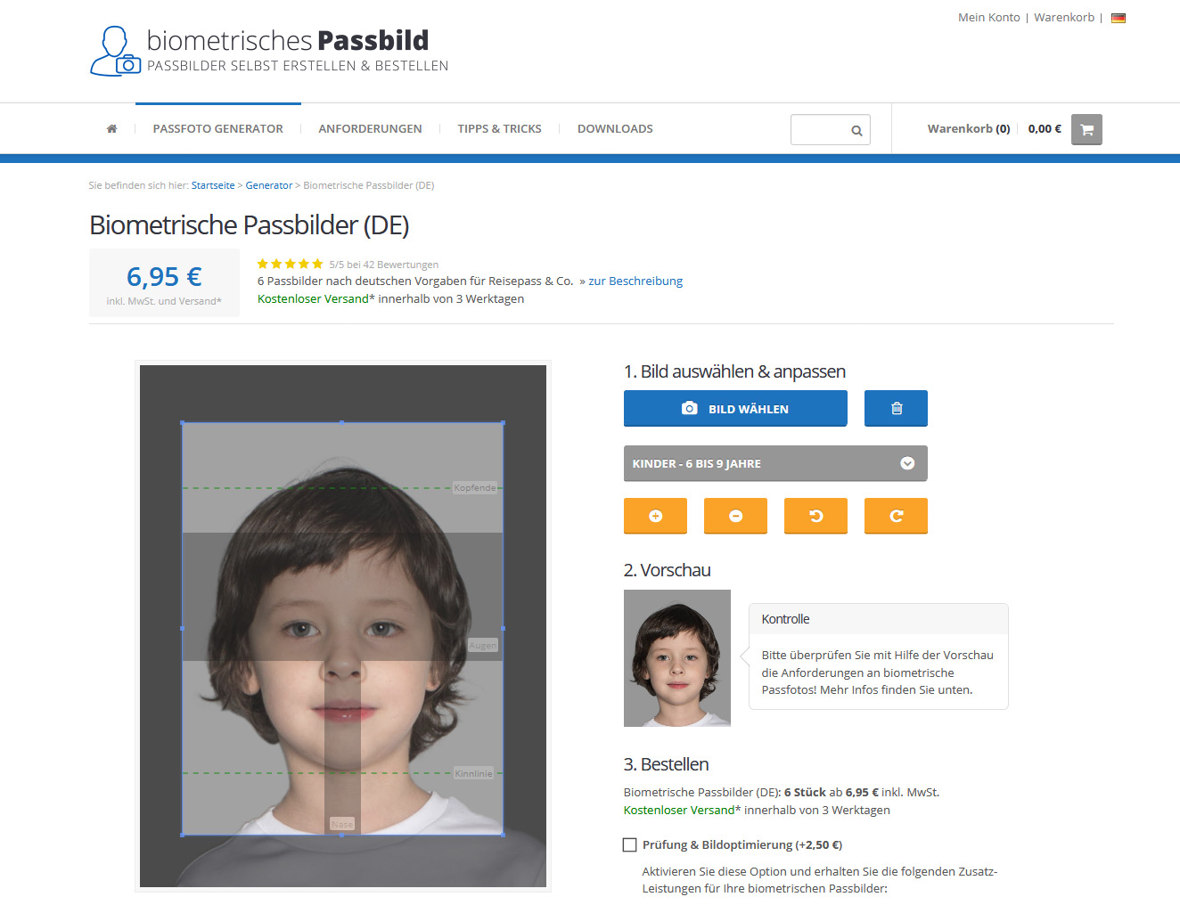 Passfotogenerator zur Erstellung biometrischer Passbilder